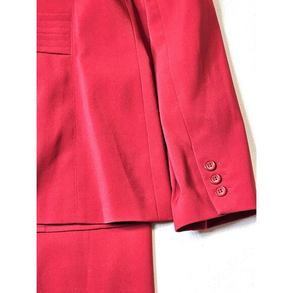 East 5th Womens Red Suit Set With Paisley Scarf & Nanotex Fabric 16T - Picture 12 of 16